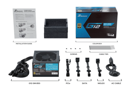 Seasonic G12 GM-750 or GM-850 (ATX2.4) 80 Plus® Gold Power Supply - Semi-Modular / Silent Fan (5 Year Warranty)